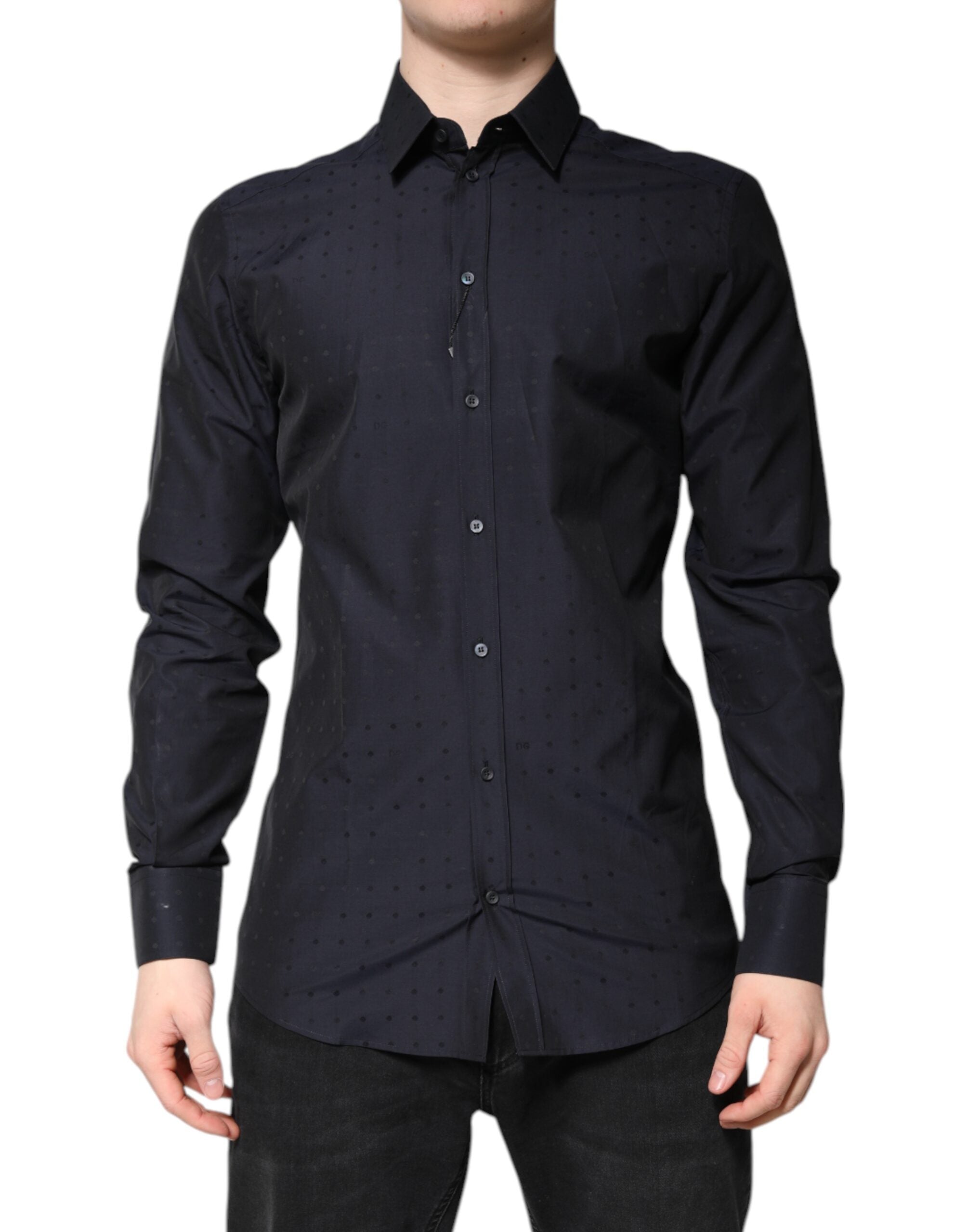 Dolce & Gabbana Black Cotton GOLD Men's Dress Formal Shirt
